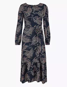 Платье-бодикон с рюшами и длинными рукавами