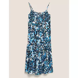 Платье-комбинация с круглым вырезом и животным принтом, Marks&amp;Spencer