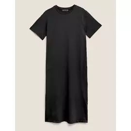 Платье миди из чистого хлопка с круглым вырезом, Marks&amp;Spencer