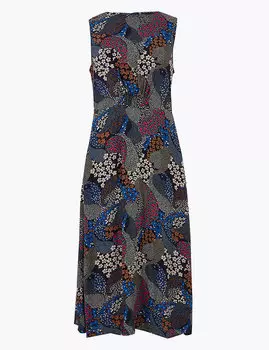 Платье-миди приталенное с принтом Пейсли