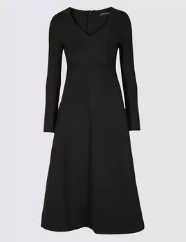 Платье миди с длинным рукавом