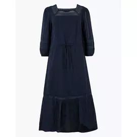 Платье-миди с кружевной отделкой из чистого хлопка, Marks&amp;Spencer
