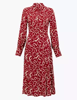 Платье-миди с принтом в виде завитков