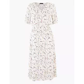Платье-миди с V-образным вырезом и цветочным принтом в мелкий цветочек, Marks&amp;Spencer