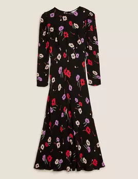 Платье приталенного кроя с цветочным принтом