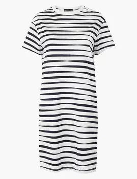 Платье прямое из 100%-го хлопка в полоску