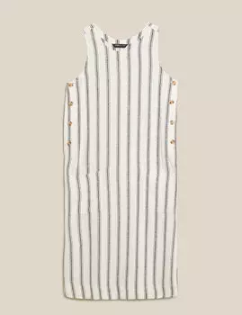 Платье прямого кроя миди в полоску