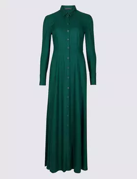 Платье-рубашка длины макси с длинным рукавом