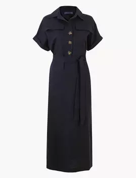 Платье-рубашка льняное на пуговицах