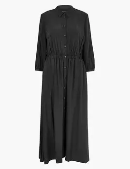Платье-рубашка миди на пуговицах