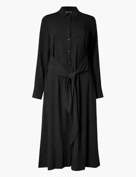Платье-рубашка миди с поясом