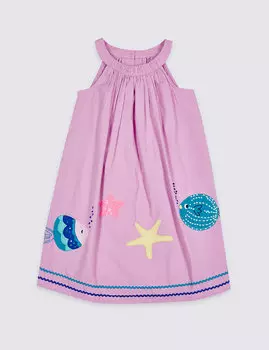 Платье с морским принтом для девочки 3 месяца-7 лет