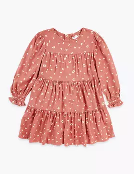 Платье с рюшами и длинным рукавом