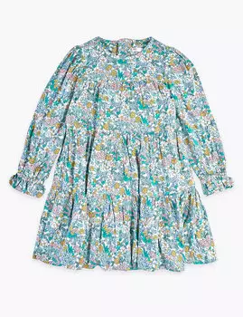 Платье с узором в мелкий цветочек для девочки