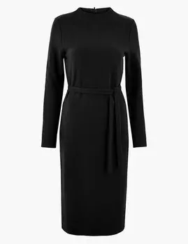 Платье-шифт миди трикотажное с поясом