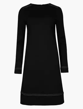 Платье-шифт с контрастной строчкой