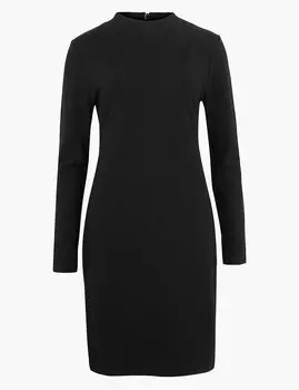 Платье-шифт трикотажное с длинным рукавом