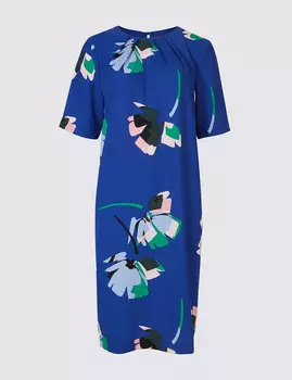 Платье-туника с цветочным принтом и 1/2 рукава