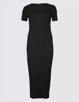 Платье в обтяжку из текстурированного хлопка длины миди