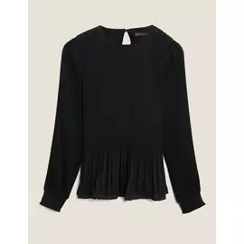 Плиссированная блузка с длинным рукавом, Marks&amp;Spencer
