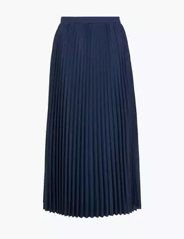 Плиссированная юбка-миди темно-синяя