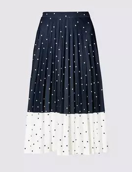 Плиссированная юбка-миди в горошек