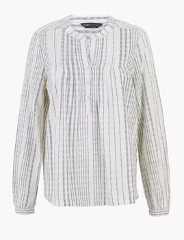 Полосатая блузка с длинным рукавом на пуговицах
