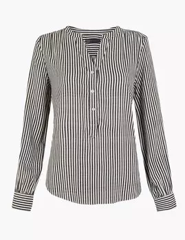 Полосатая блузка с V-образной горловиной