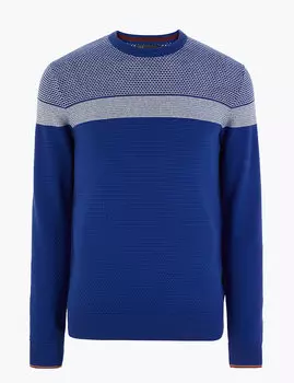 Полосатый свитер с круглым вырезом из чистого хлопка