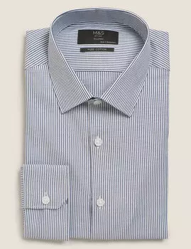 Приталенная хлопковая рубашка в полоску