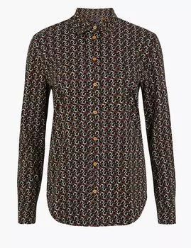 Приталенная рубашка из хлопковой ткани с принтом Подковы