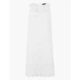 Прямое платье из чистого хлопка с изящной вышивкой, Marks&amp;Spencer