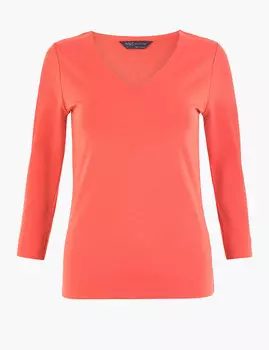 Прямой топ с V-образной горловиной из ткани понте