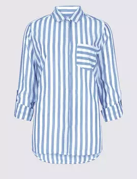 Рубашка из 100%-го хлопка в вертикальную полоску