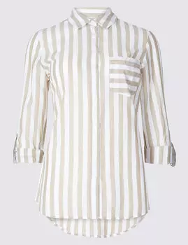 Рубашка из 100%-го хлопка в вертикальную полоску