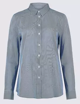 Рубашка из 100% хлопка с длинным рукавом в полоску