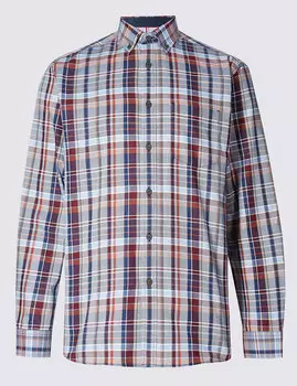 Рубашка из 100% хлопка с нагрудным карманом, в клетку