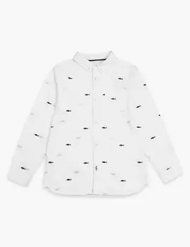 Рубашка из 100% хлопка, вышитая маленькими акулами