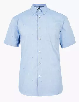 Рубашка из чистого хлопка с принтом якоря