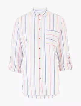 Рубашка из чистого хлопка в полоску на пуговицах