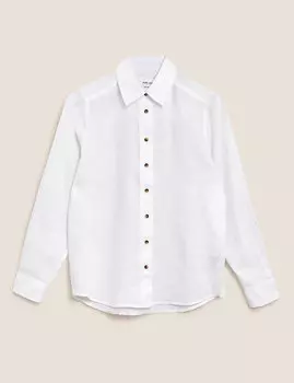 Рубашка из чистого льна с длинным рукавом