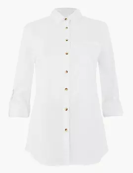 Рубашка из гладкой хлопковой ткани свободного кроя