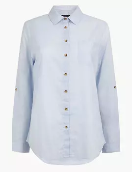 Рубашка из гладкой хлопковой ткани свободного кроя