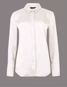 Рубашка классическая атласная с длинным рукавом