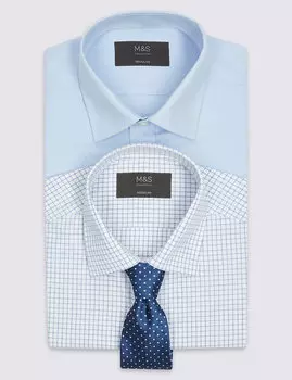 Рубашка классическая Easy to Iron в комплекте с галстуком (2 шт)