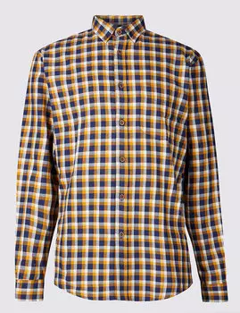 Рубашка мужская, хлопковая, в клетку