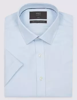 Рубашка мужская Non-Iron однотонная с коротким рукавом