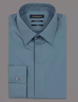 Рубашка мужская приталенного кроя с длинным рукавом