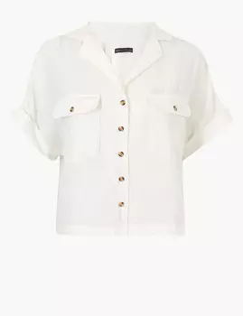 Рубашка оверсайз на пуговицах и накладными карманами