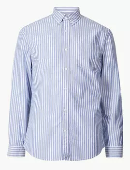 Рубашка Оксфорд из 100%-го чистого хлопка в полоску